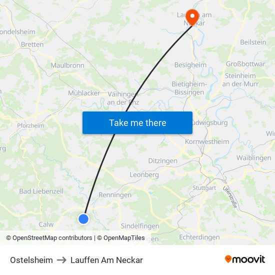 Ostelsheim to Lauffen Am Neckar map