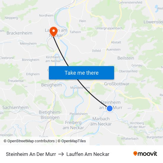 Steinheim An Der Murr to Lauffen Am Neckar map