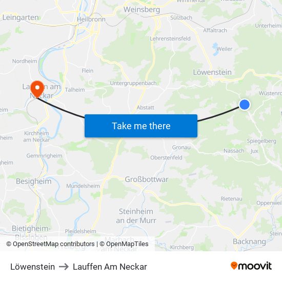 Löwenstein to Lauffen Am Neckar map