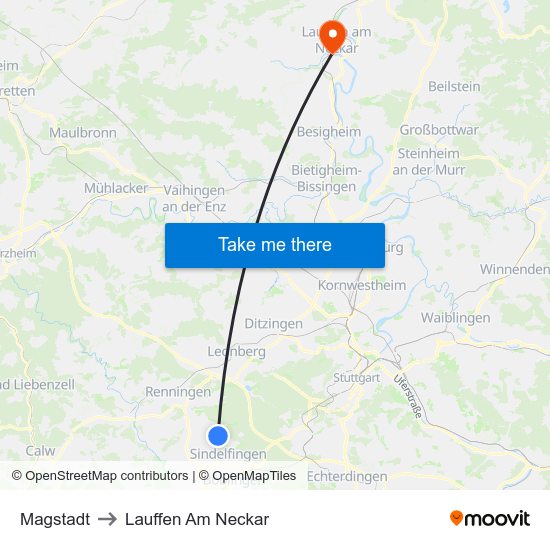 Magstadt to Lauffen Am Neckar map
