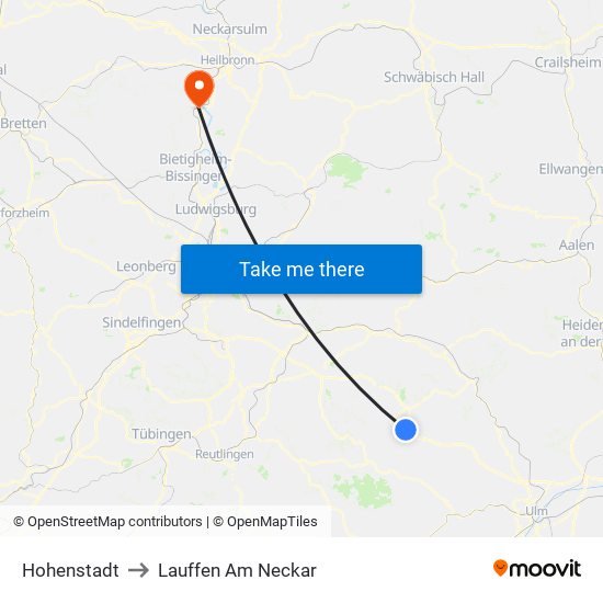 Hohenstadt to Lauffen Am Neckar map