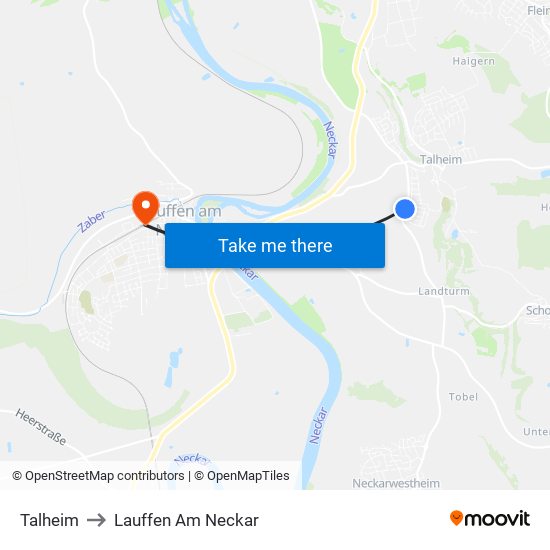 Talheim to Lauffen Am Neckar map