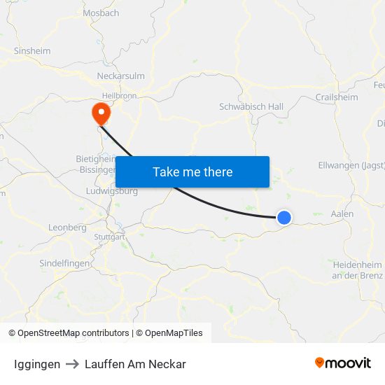 Iggingen to Lauffen Am Neckar map
