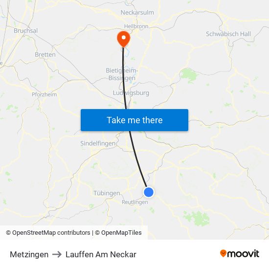 Metzingen to Lauffen Am Neckar map