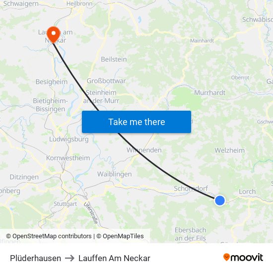 Plüderhausen to Lauffen Am Neckar map