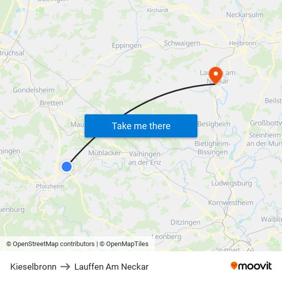 Kieselbronn to Lauffen Am Neckar map