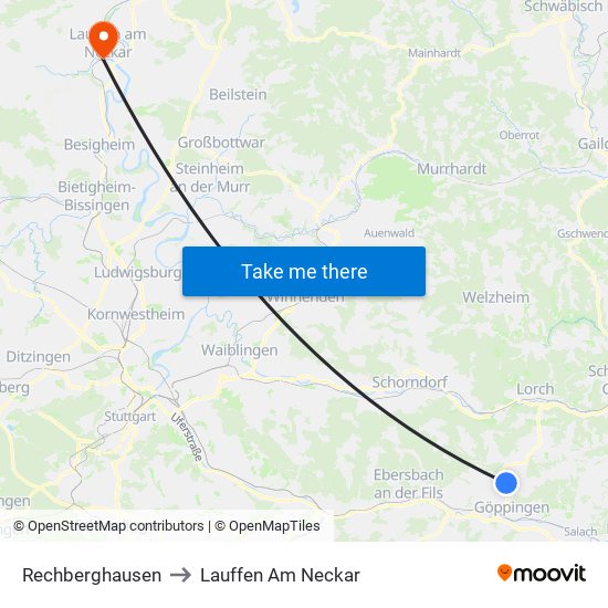 Rechberghausen to Lauffen Am Neckar map