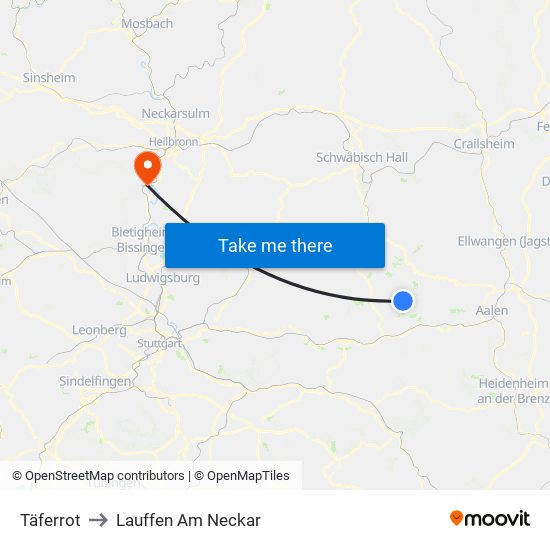 Täferrot to Lauffen Am Neckar map