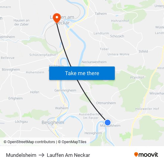 Mundelsheim to Lauffen Am Neckar map