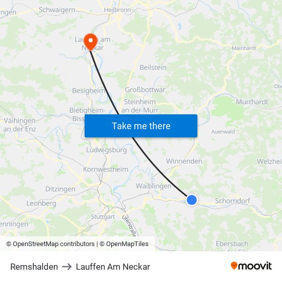 Remshalden to Lauffen Am Neckar map