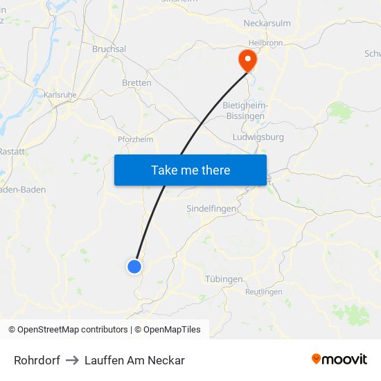 Rohrdorf to Lauffen Am Neckar map