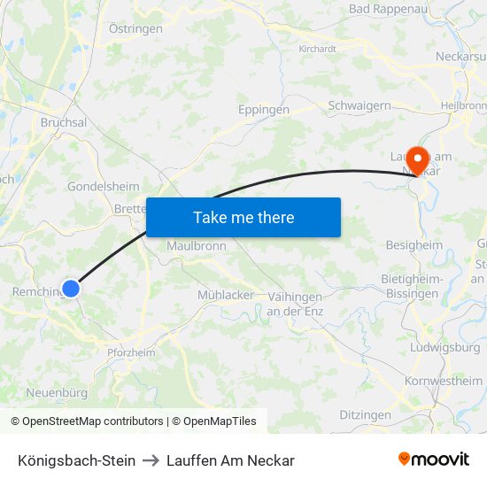 Königsbach-Stein to Lauffen Am Neckar map
