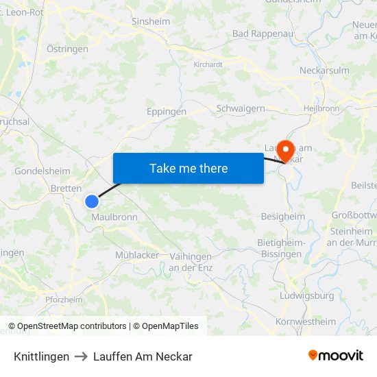 Knittlingen to Lauffen Am Neckar map