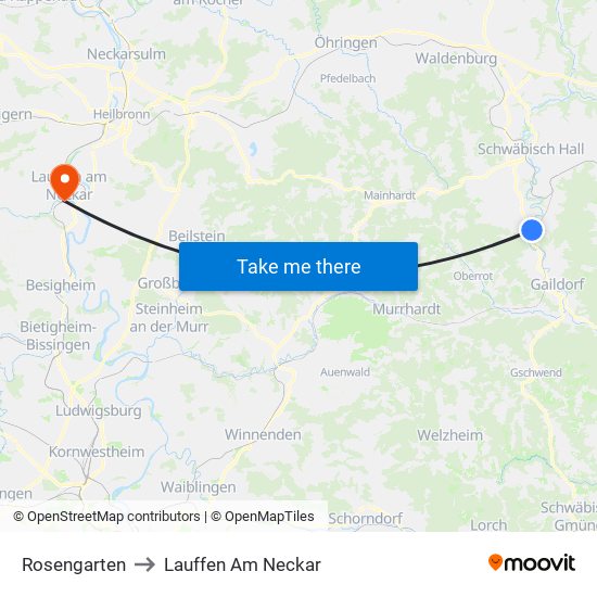 Rosengarten to Lauffen Am Neckar map