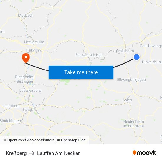 Kreßberg to Lauffen Am Neckar map