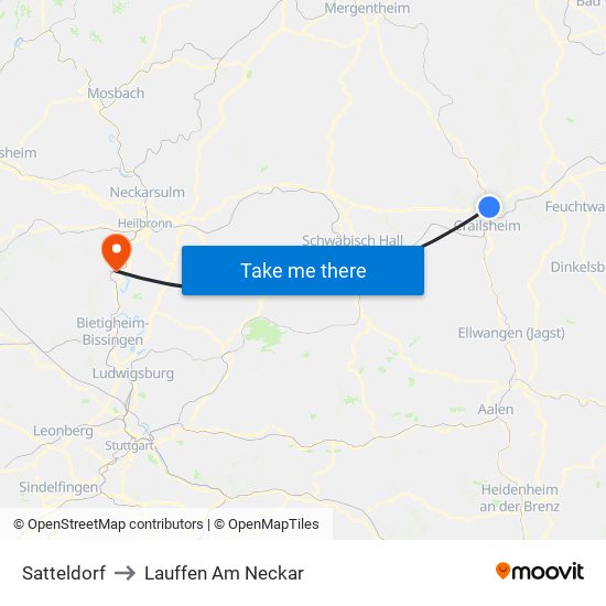 Satteldorf to Lauffen Am Neckar map