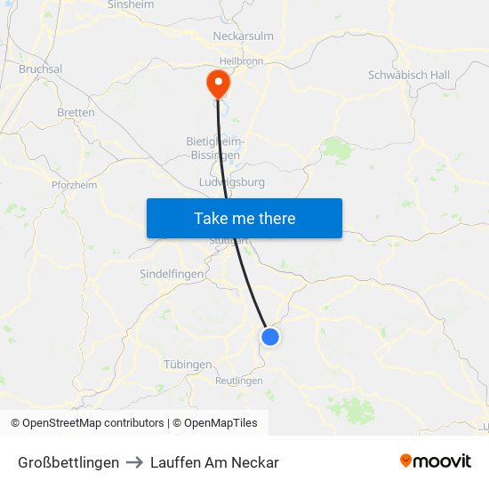 Großbettlingen to Lauffen Am Neckar map