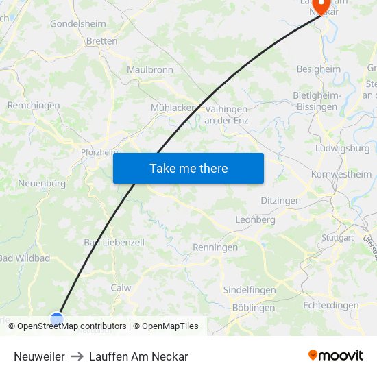 Neuweiler to Lauffen Am Neckar map