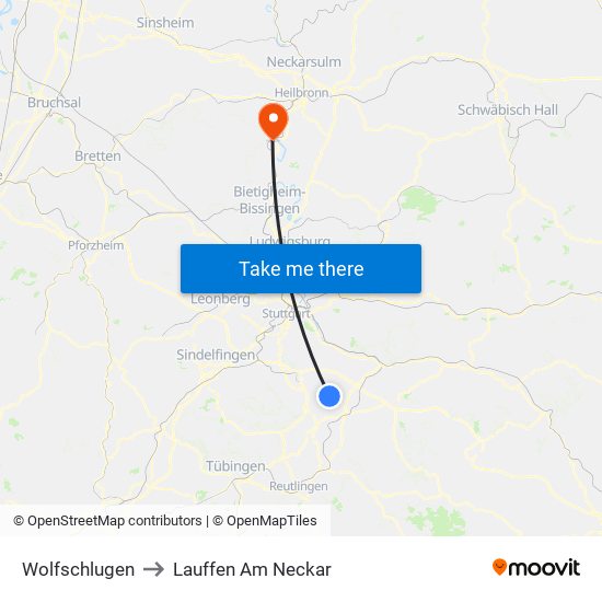 Wolfschlugen to Lauffen Am Neckar map