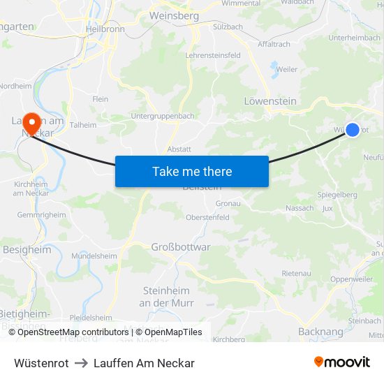 Wüstenrot to Lauffen Am Neckar map