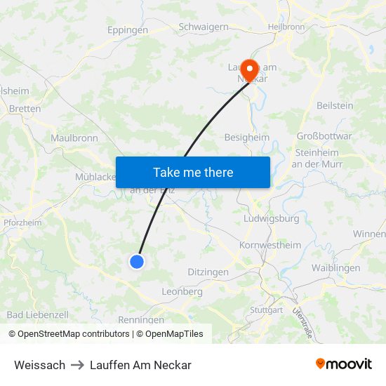 Weissach to Lauffen Am Neckar map