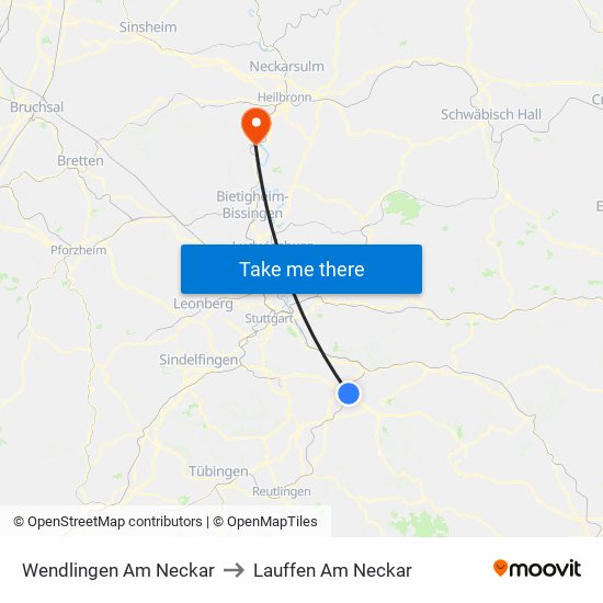 Wendlingen Am Neckar to Lauffen Am Neckar map
