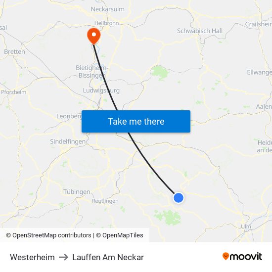 Westerheim to Lauffen Am Neckar map