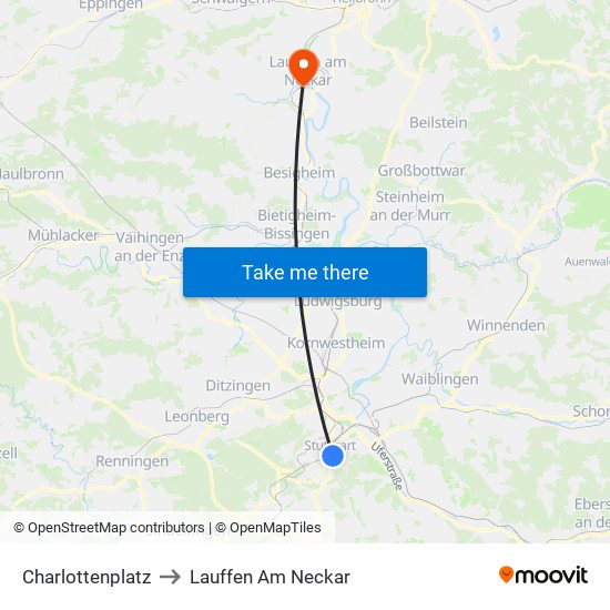 Charlottenplatz to Lauffen Am Neckar map