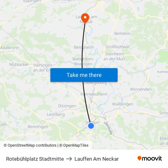 Rotebühlplatz Stadtmitte to Lauffen Am Neckar map