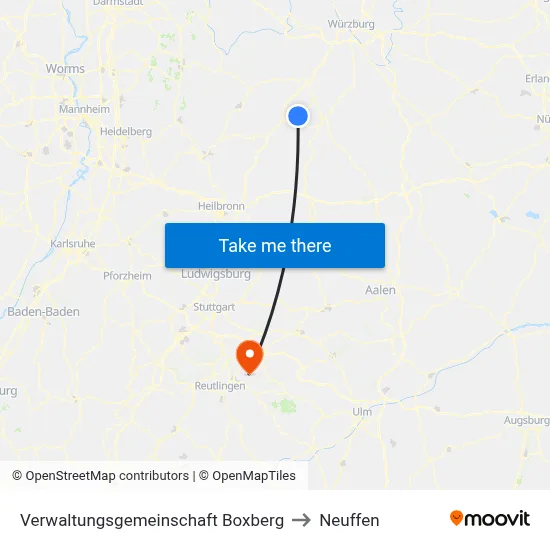 Verwaltungsgemeinschaft Boxberg to Neuffen map