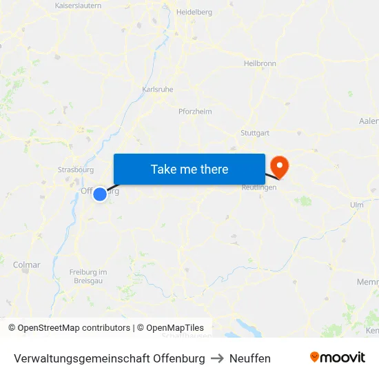 Verwaltungsgemeinschaft Offenburg to Neuffen map