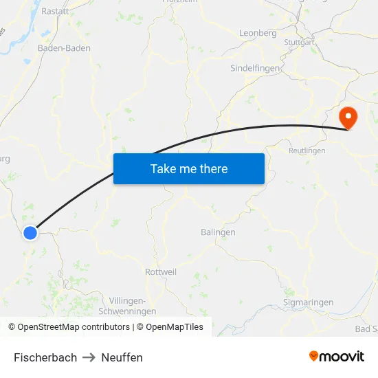 Fischerbach to Neuffen map