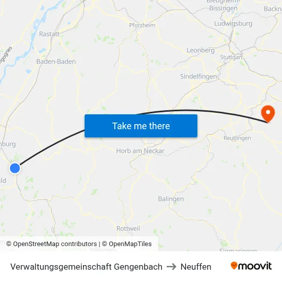 Verwaltungsgemeinschaft Gengenbach to Neuffen map
