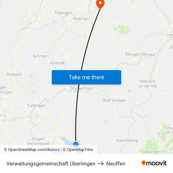 Verwaltungsgemeinschaft Überlingen to Neuffen map
