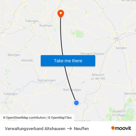 Verwaltungsverband Altshausen to Neuffen map