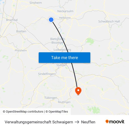 Verwaltungsgemeinschaft Schwaigern to Neuffen map