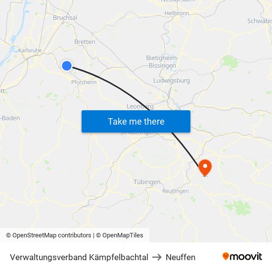 Verwaltungsverband Kämpfelbachtal to Neuffen map
