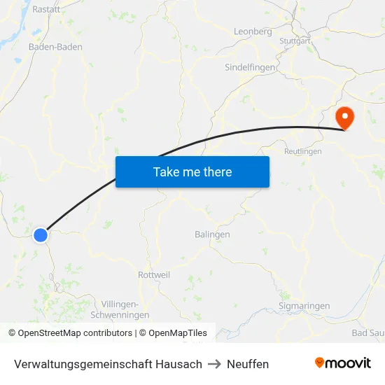 Verwaltungsgemeinschaft Hausach to Neuffen map