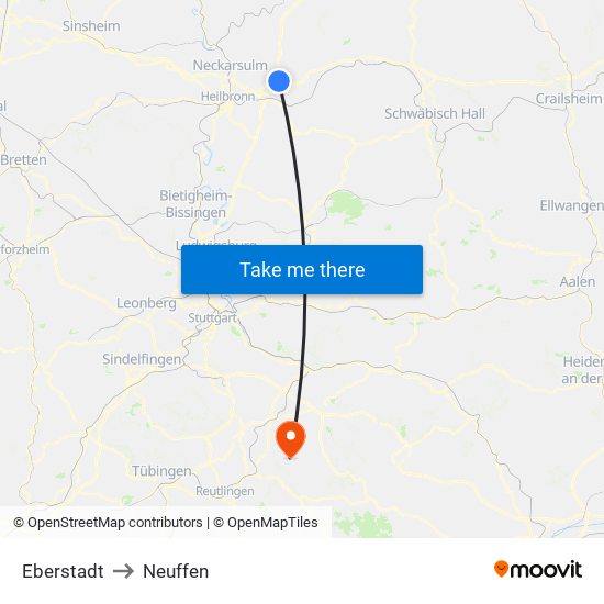 Eberstadt to Neuffen map