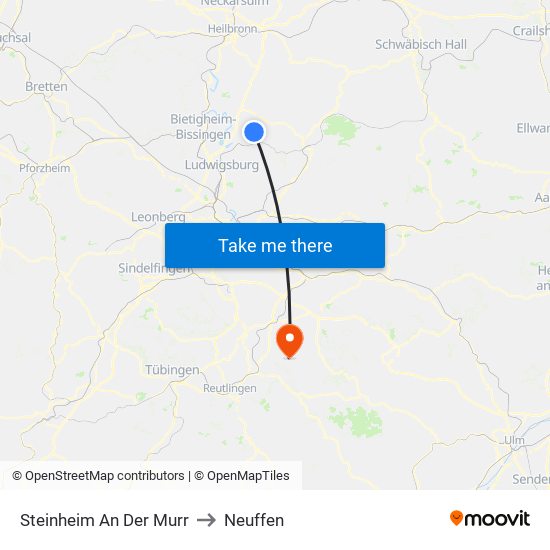 Steinheim An Der Murr to Neuffen map