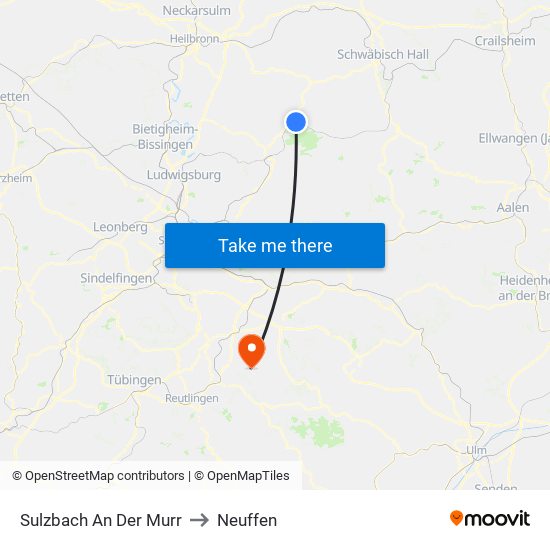 Sulzbach An Der Murr to Neuffen map