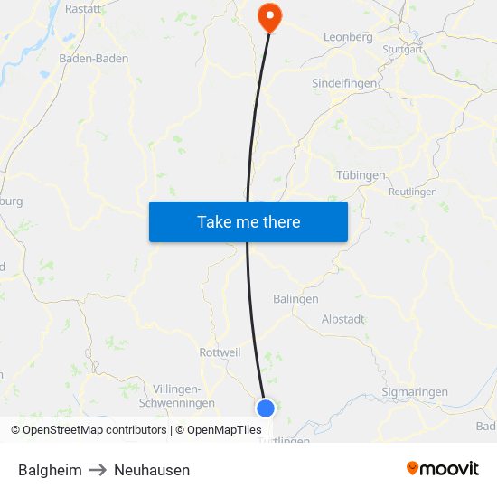 Balgheim to Neuhausen map