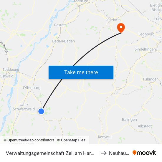 Verwaltungsgemeinschaft Zell am Harmersbach to Neuhausen map