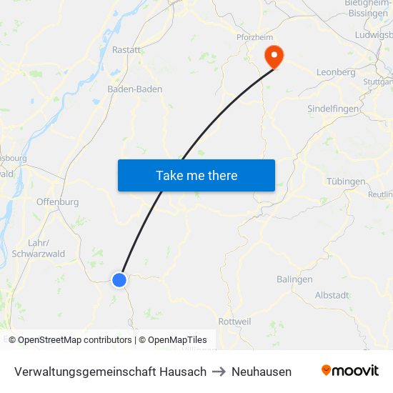 Verwaltungsgemeinschaft Hausach to Neuhausen map
