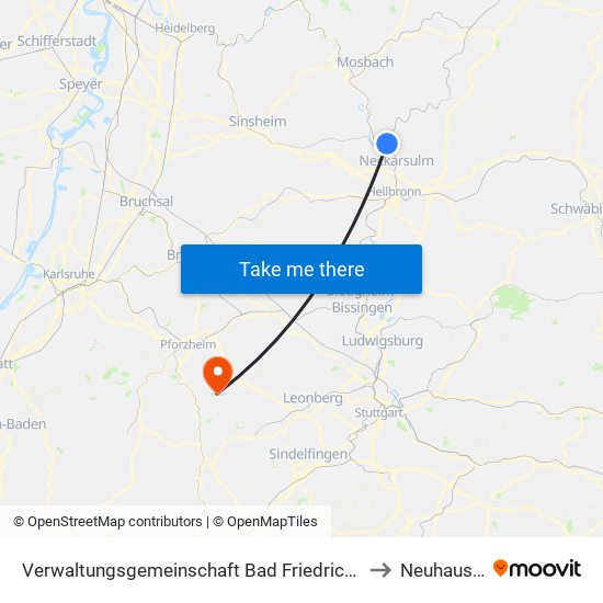 Verwaltungsgemeinschaft Bad Friedrichshall to Neuhausen map