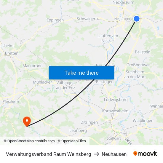 Verwaltungsverband Raum Weinsberg to Neuhausen map