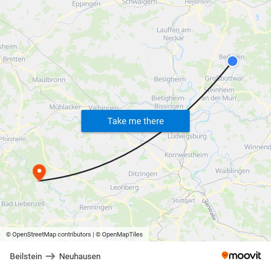 Beilstein to Neuhausen map