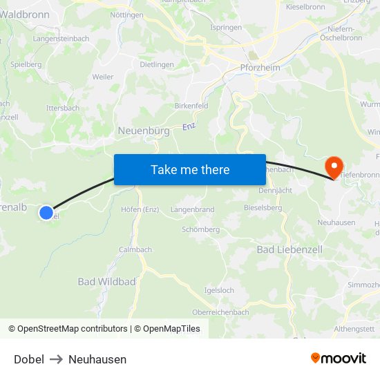 Dobel to Neuhausen map