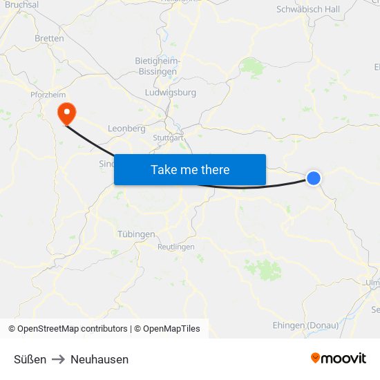 Süßen to Neuhausen map