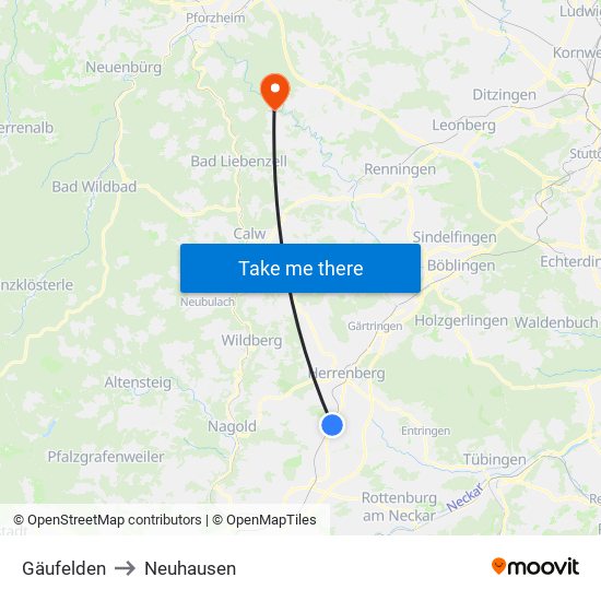 Gäufelden to Neuhausen map